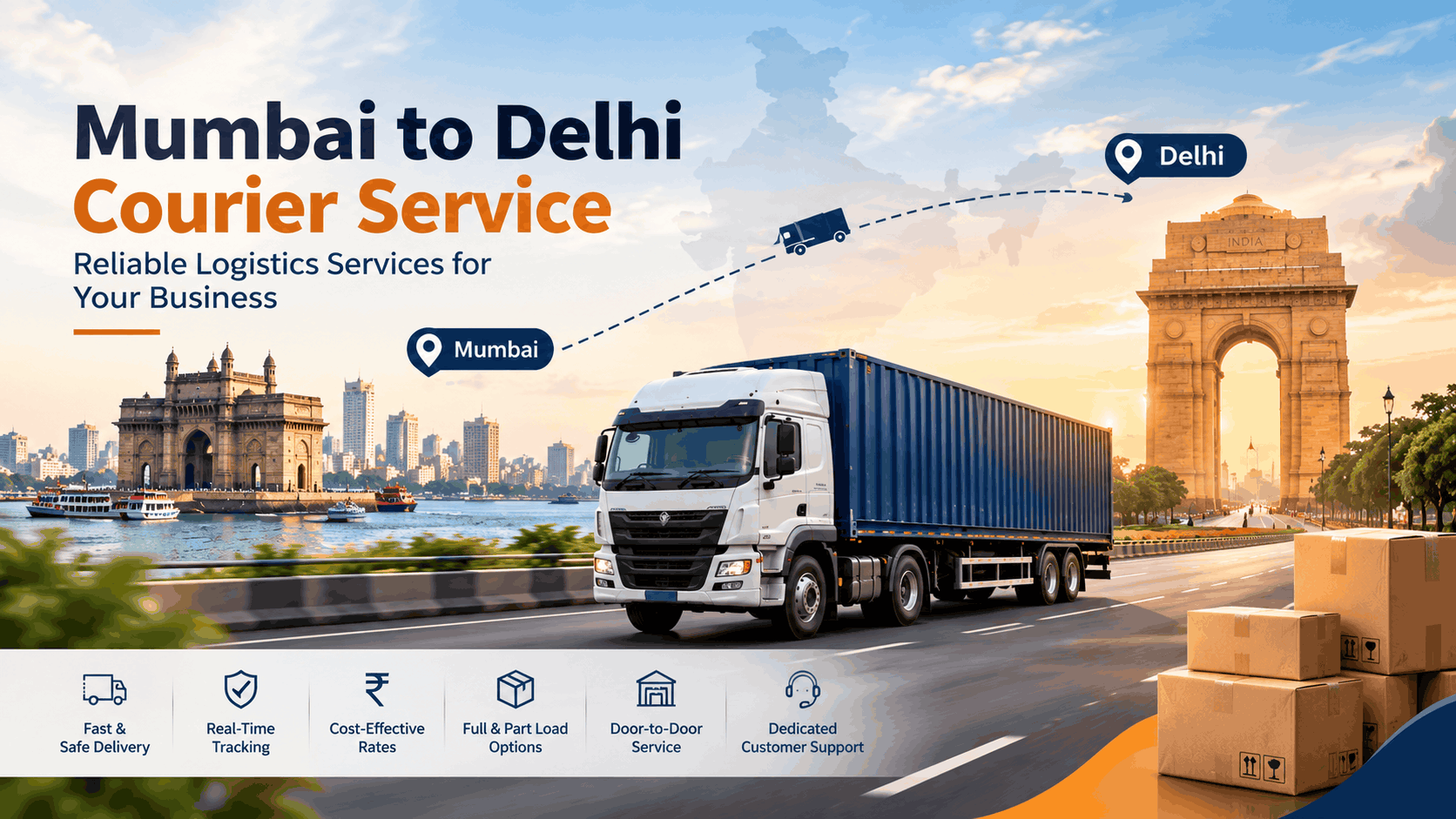 Mumbai to Delhi Courier Route